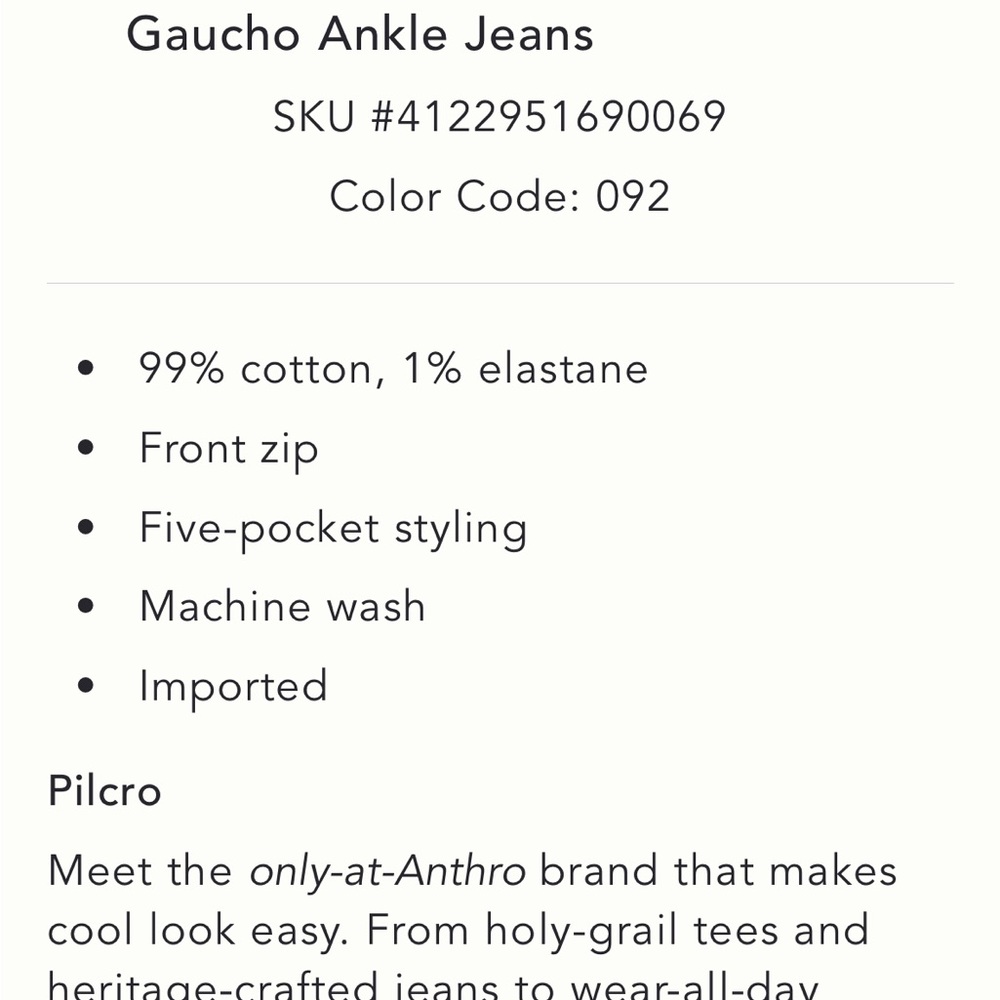 Pilcro Mason High-Rise relaxed gaucho ankle jeans Light Blue Wide Leg Sz.28 - Picture 10 of 10